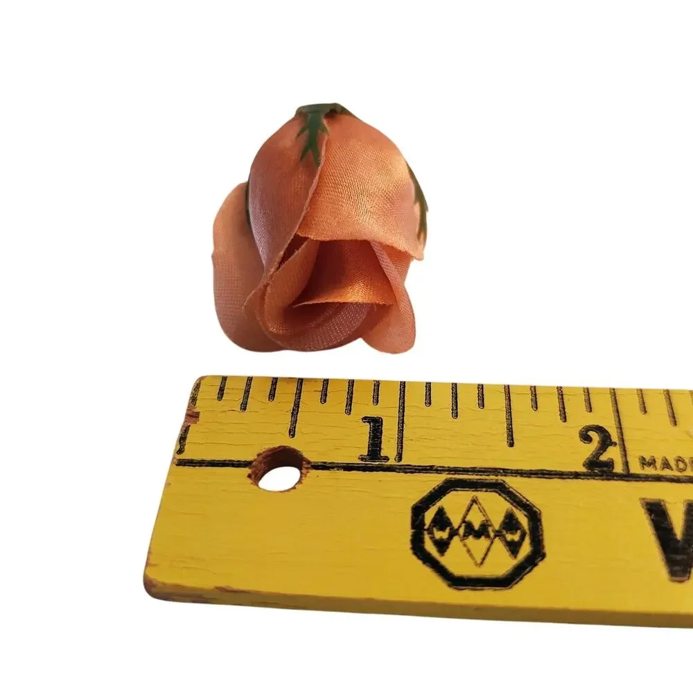 50 Peach Orange Satin Rose Buds Stemless Wedding Floral Craft DIY 2 inch Flowers